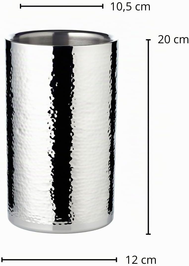EDZARD Flaschenkühler Nebraska, Höhe 20 cm, Durchmesser 12 cm, für 1 Flasche, doppelwandig, Edelstah