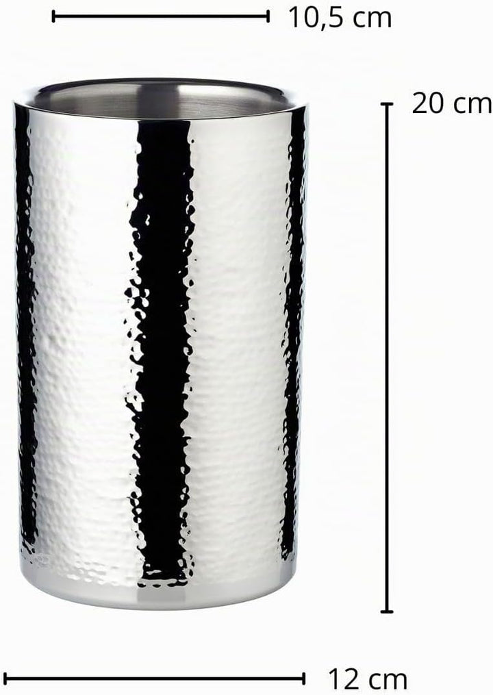 EDZARD Flaschenkühler Nebraska, Höhe 20 cm, Durchmesser 12 cm, für 1 Flasche, doppelwandig, Edelstah