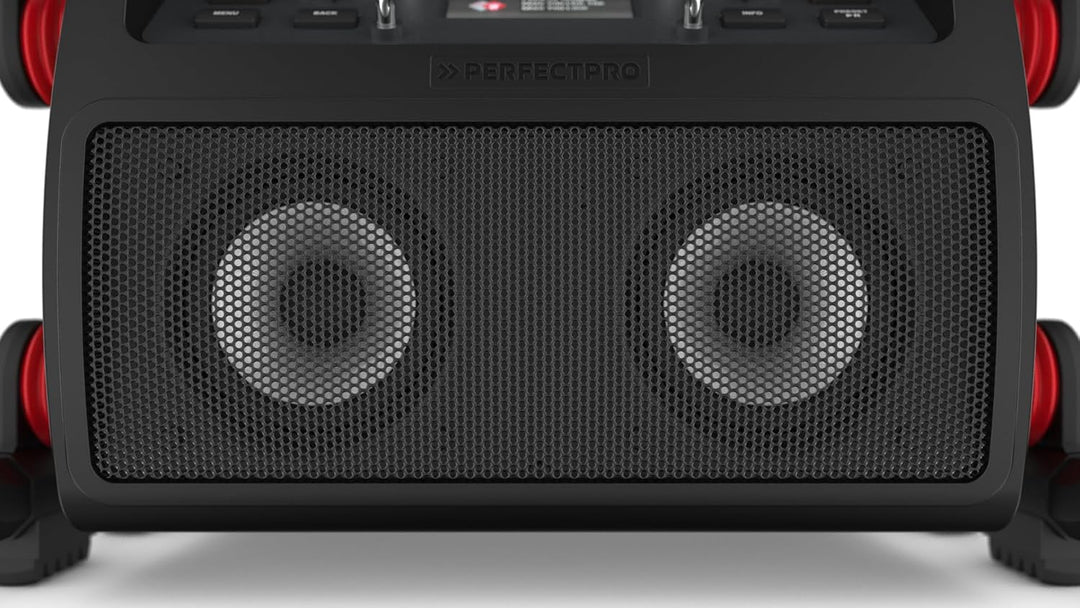 PerfectPro Baustellenradio ROCKPRO, DAB+ und UKW-Empfang, Bluetooth, Inklusive Ladegerät und Lithium