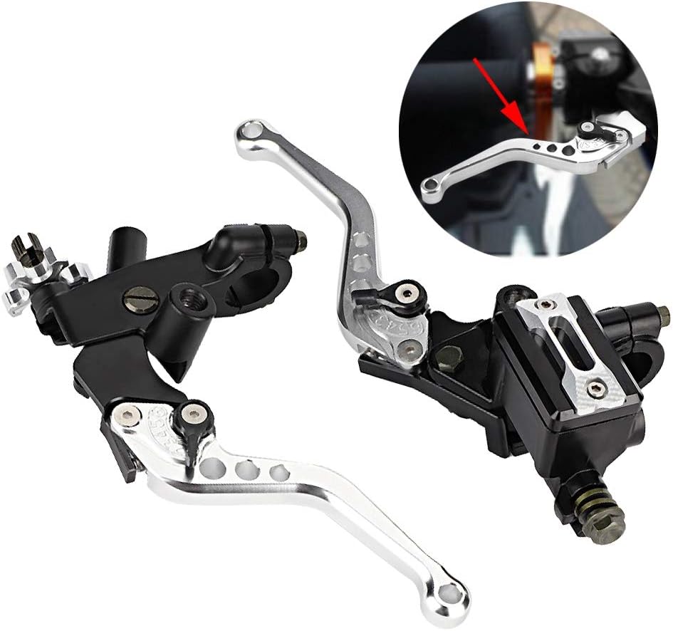 EVGATSAUTO Bremskupplungs-Master 1 Paar 22-mm-Universal-Motorradzylinder-Reservoirhebel(Silber), Sil