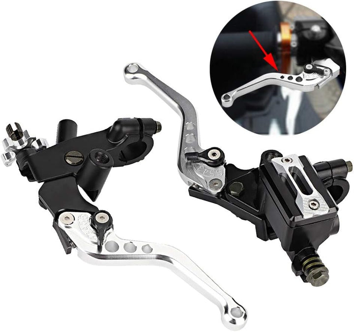 EVGATSAUTO Bremskupplungs-Master 1 Paar 22-mm-Universal-Motorradzylinder-Reservoirhebel(Silber), Sil