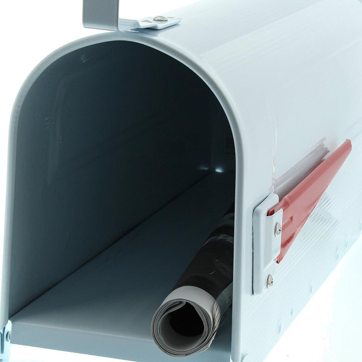 Burg Wächter 91 W U.S. Mailbox mit schwenkbarer Fahne, Stahlblech, Weiss Mailbox Weiss, Mailbox Weis