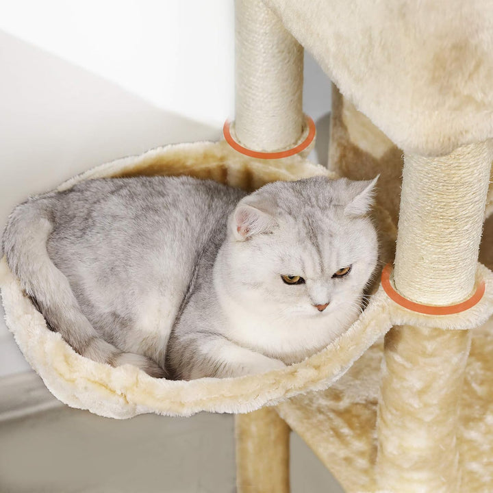 MSmask Kratzbaum gross 153 cm hoch, Katzenbaum für Gross Katzen mit 2 grosser Plattform, gross Höhle