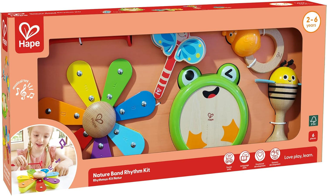Hape Nature Band Rhythm Kit, Musikinstrument-Set für Kinder, ab 24 Monaten