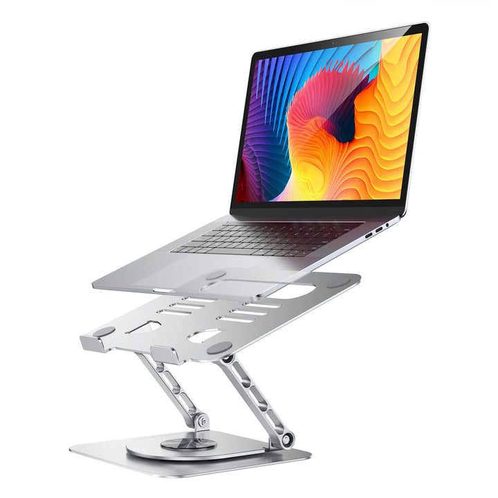 CreaDream Laptopständer für den Schreibtisch, Aluminium-Laptopständer mit 360° drehbarem Fuss, ergon