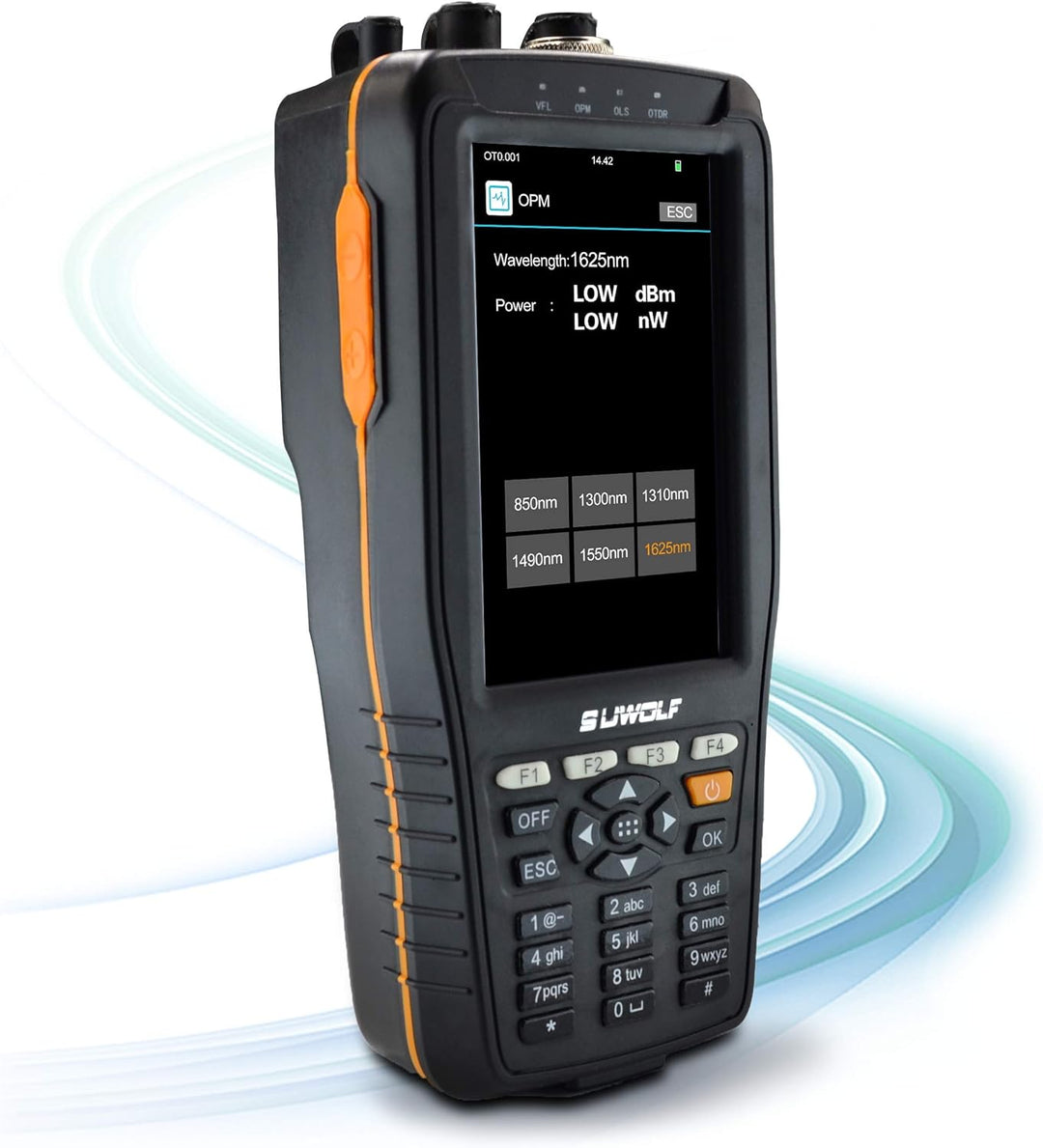 SUWOLF 1310/1550nm 22/20dB Tragbares 4in1 OTDR +VFL+OPM+OLS 4” Touchscreen 60Km OTDR LWL Tester/Opti