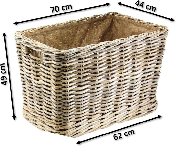 Kobolo Holzkorb für Kaminholz Kaminholzwagen mit Rollen aus Rattan Innenfutter aus Jute