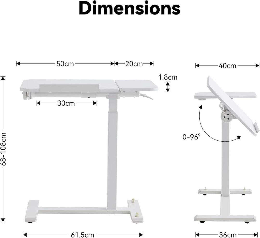 MUSSO AnyDesk-D5 Mobiler Steh-Sitz-Schreibtisch, höhenverstellbar 68-108cm, Laptoptisch mit Gasdruck