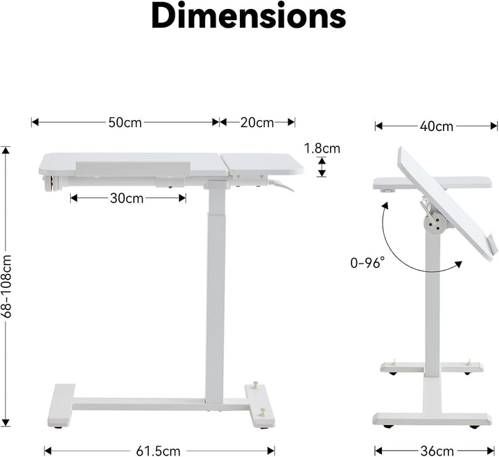 MUSSO AnyDesk-D5 Mobiler Steh-Sitz-Schreibtisch, höhenverstellbar 68-108cm, Laptoptisch mit Gasdruck