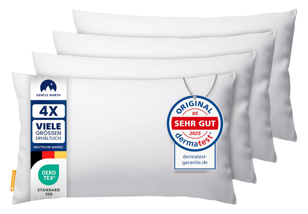 Gentle North Kopfkissen (30x50 cm gross) - 4er Set Kissen für Bett und als Dekokissen - Mit Reissver