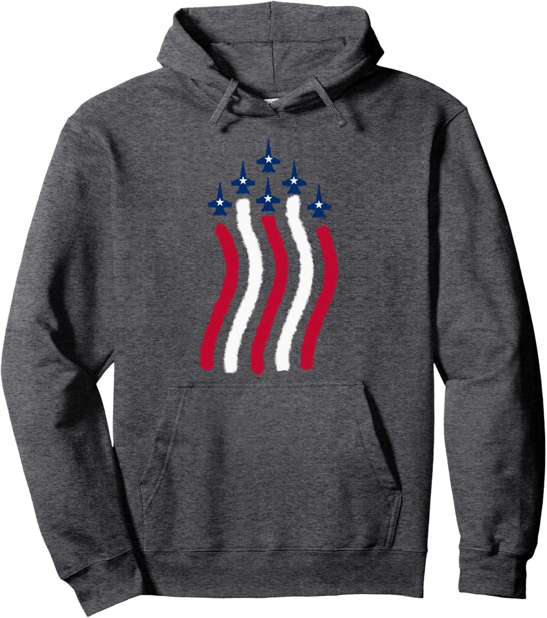 American Flag Patriotic Fighter Jet Airplane Plane Flyover Pullover Hoodie