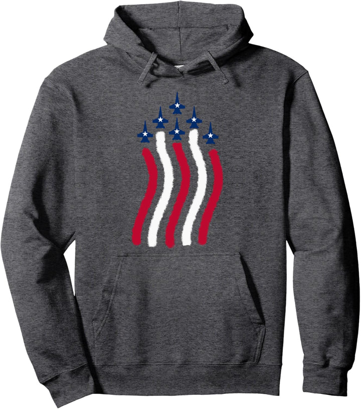 American Flag Patriotic Fighter Jet Airplane Plane Flyover Pullover Hoodie