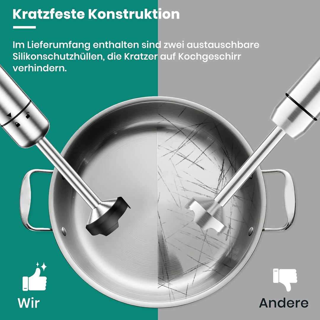1800 W 4-in-1-Stabmixer für Suppen Babynahrung Smoothies Küche | inklusive Schneebesen Zerkleinerer