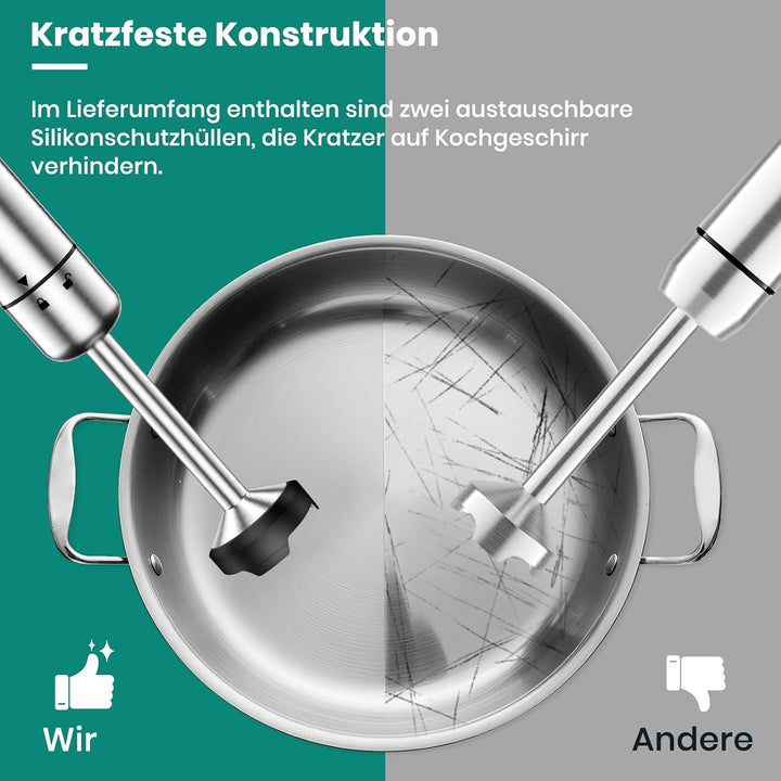 1800 W 4-in-1-Stabmixer für Suppen Babynahrung Smoothies Küche | inklusive Schneebesen Zerkleinerer
