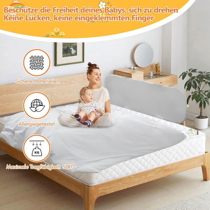 Bettgitter, Rausfallschutz Bett mit 120 cm, Rausfallschutz für Kinderbetten, Höhenverstellbares Kind