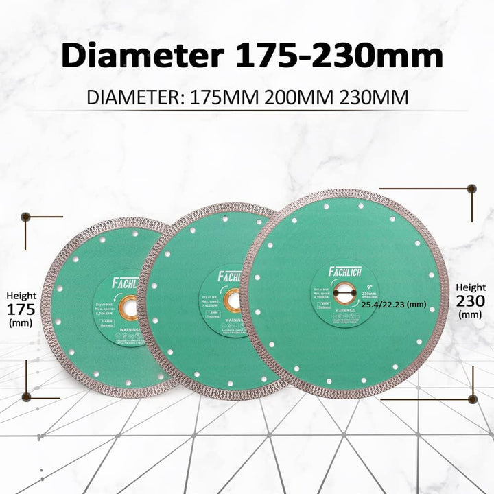 FACHLICH Diamant Trennscheibe 230MM Turbo Mesh Diamantklinge mit X Felgensegment für Hart Keramik Po