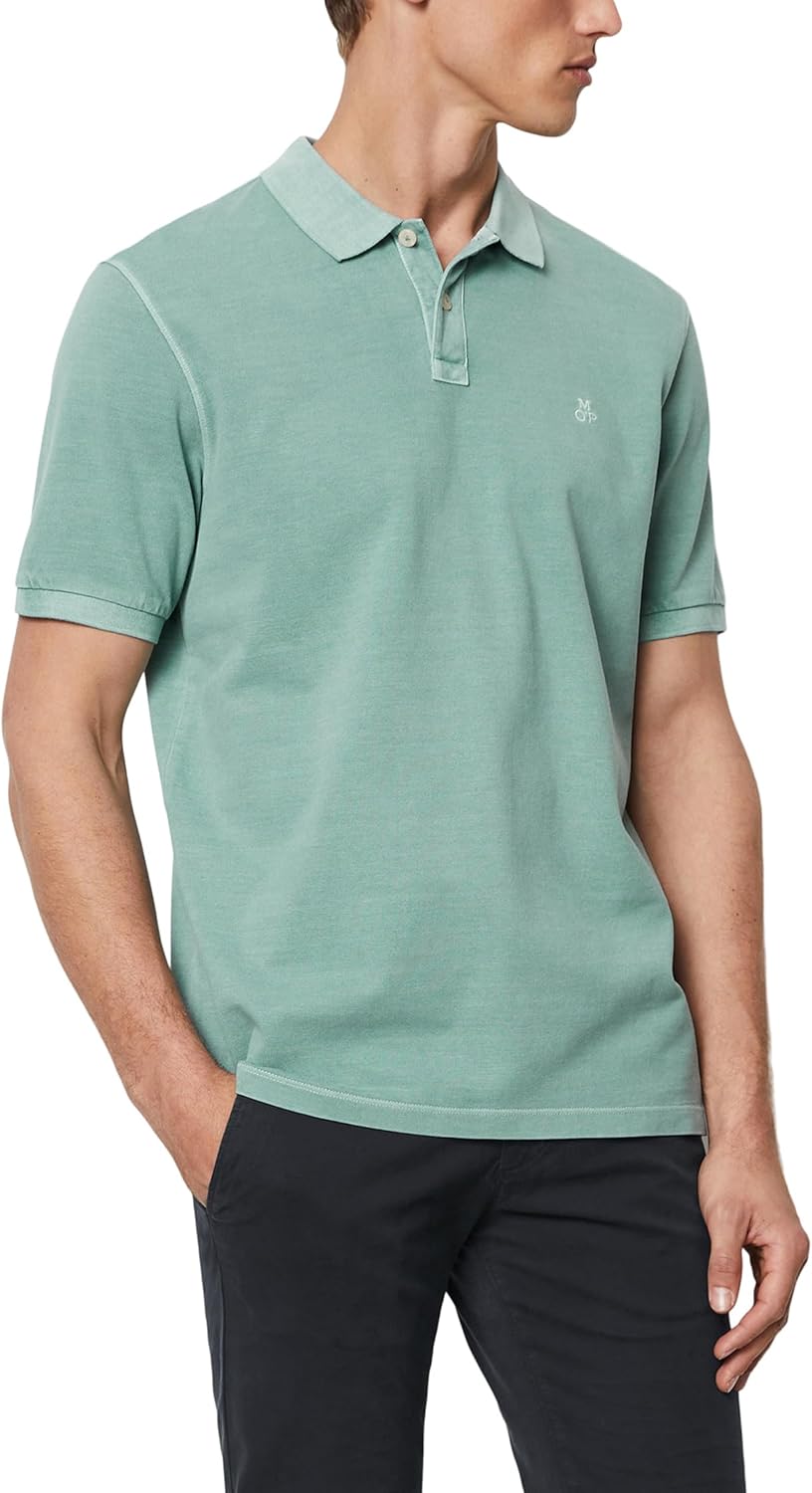 Marc O'Polo Herren Kurzarm-Poloshirt aus Bio-Baumwolle klassisch M Grün, M Grün