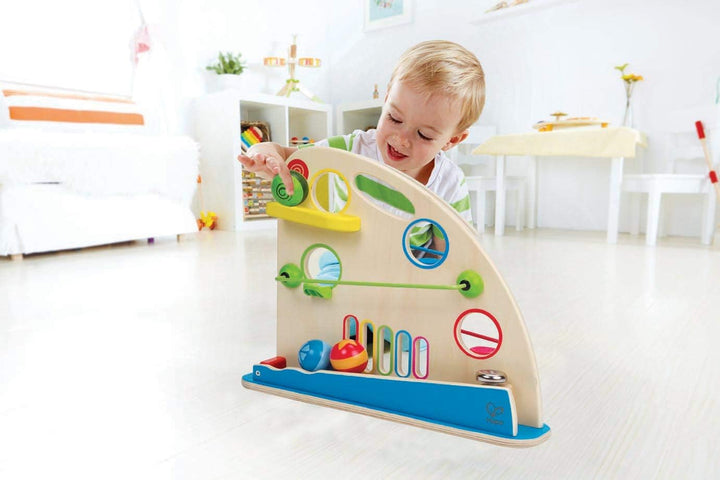 Hape Kugel-Rennbahn – Holzspielzeug mit bunten Holzkugeln und Doppelbahn, motorische und visuelle Fö