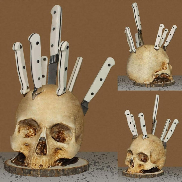 Totenkopf-Messerblock, Skelett-Messerhalter, dekorativer Messerblockhalter, Küchenmesserblock, mehre