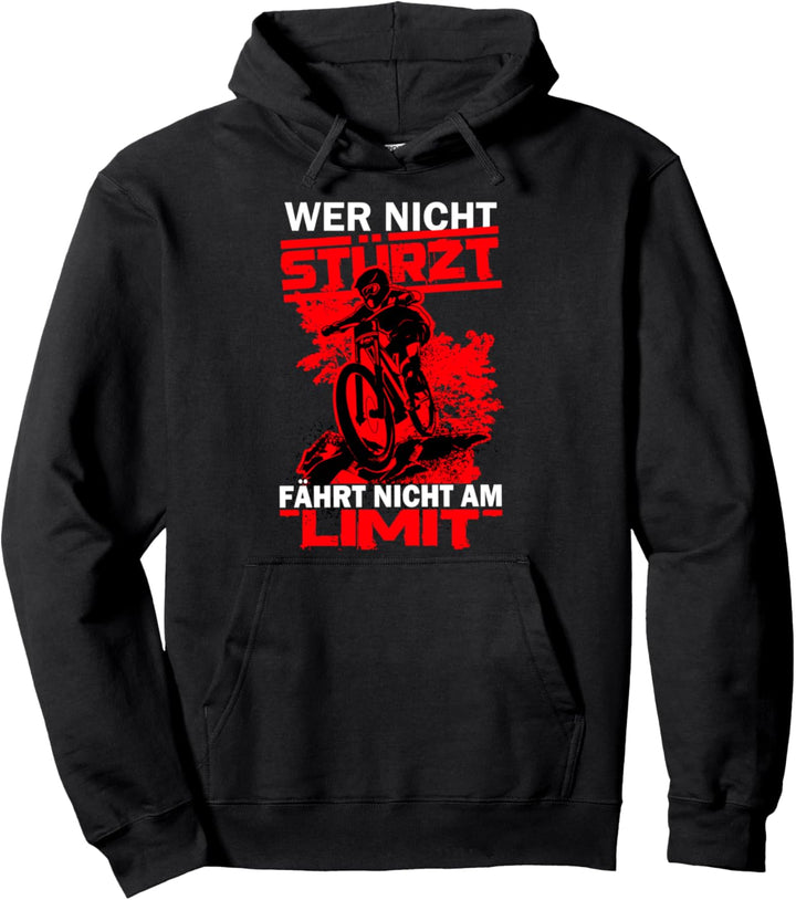 Downhill Jungen MTB Wer Nicht Stürzt Fährt Nicht Am Limit Pullover Hoodie
