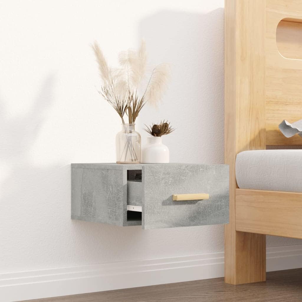 WIFESE Wand-Nachttisch Betongrau 35x35x20 cm Nachtschrank Nachtkästchen Bedside Table Nightstand Nac