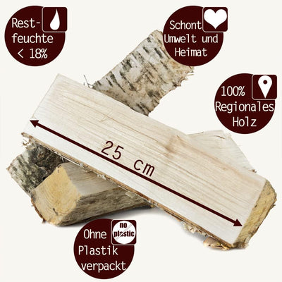 Brennholz Kaminholz Birkenholz Holz 15 kg Birke Für Ofen und Kamin Kaminofen Feuerschale Grill Feuer