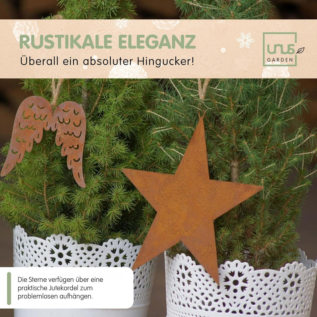 UNUS Gartenfigur Weihnachten Stern, 3X Weihnachtsstern, zum Aufhängen im Garten, 19,5x15,5cm, Garten