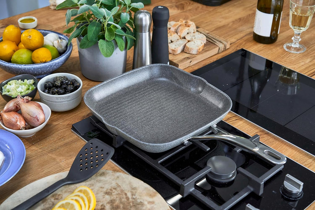 BALLARINI Salina Grillpfanne, 28 cm, quadratisch, mit Ausguss, Antihaftbeschichtung, für alle Herdar