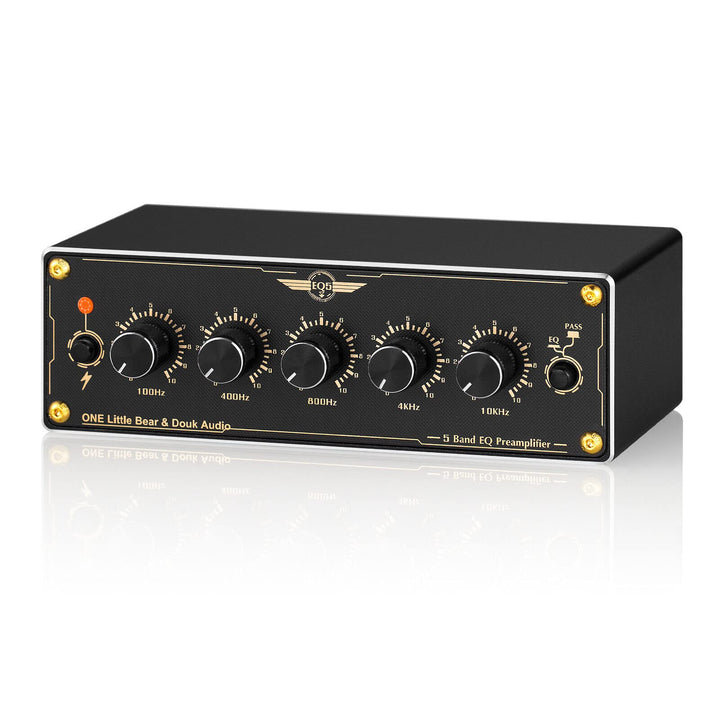 Douk Audio EQ5 Mini Vorverstärker 5-Band EQ Preamp Stereo Analog Equalizer Portable Audio Processor