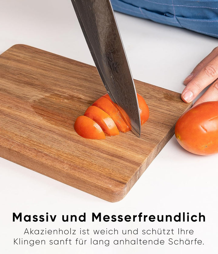 Deco haus Frühstücksbrettchen holz 6er set [1,5cm DICKE] - Schneidebrett holz Klein 23 x 17,5 cm - H