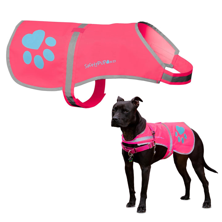 SafetyPUP XD Hund Warnweste, Grössen passen Hunde 14 lbs bis 130 lbs Rosa Mittel, Rosa Mittel