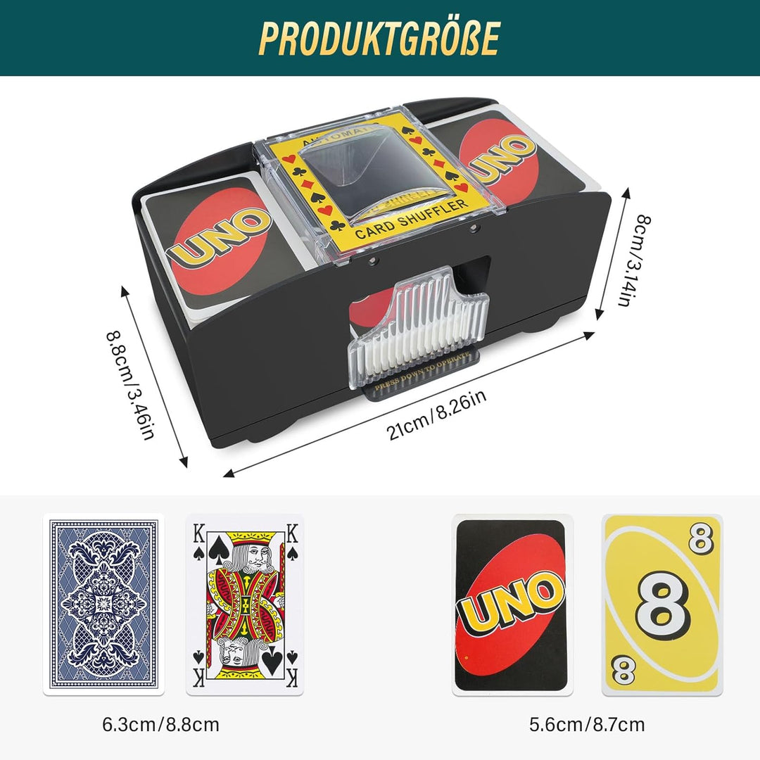 Vonsera Kartenmischmaschine Elektrische, Automatisch Kartenmischer für 1-2 Decks, Spielkarten Karten