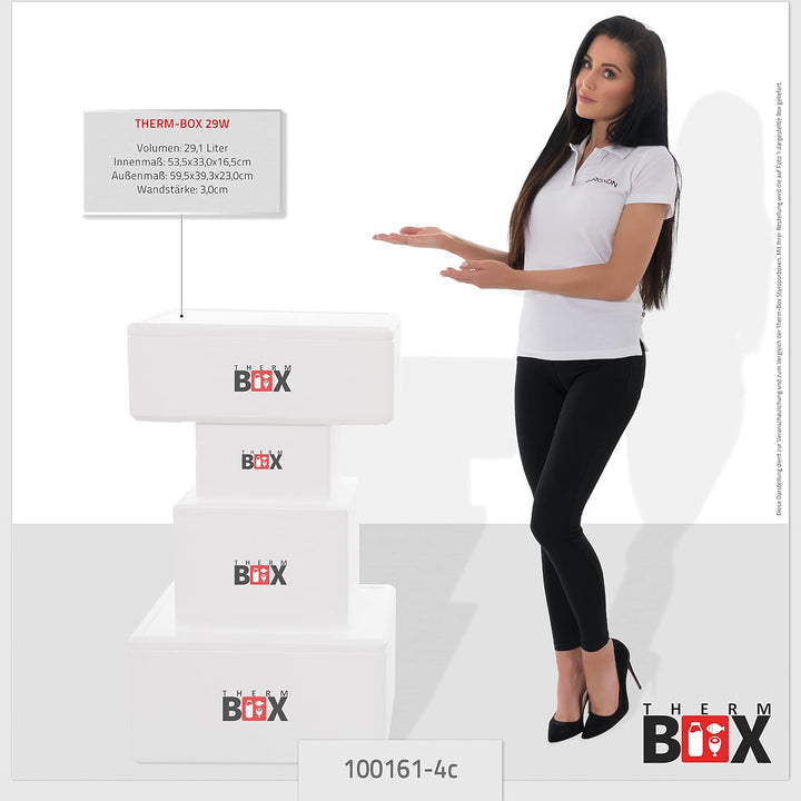THERM BOX Styroporbox 28L bis 61,5L mit Kühlakkus für Kühlbox Verschiedene Grössen Transportbox Ther