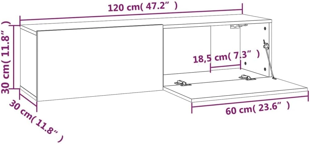 AUVYI TV-Wandschrank Räuchereiche 120x30x30 cm Holzwerkstoff Lowboard Nachttisch Holz Aufbewahrungss