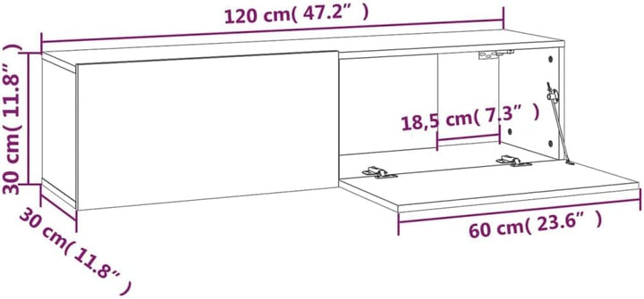 AUVYI TV-Wandschrank Räuchereiche 120x30x30 cm Holzwerkstoff Lowboard Nachttisch Holz Aufbewahrungss