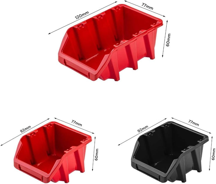 Lagersystem Werkstattregal | 156 x 78 cm | 56 stck. Box | Wandregal mit Werkzeughalterungen und Stap