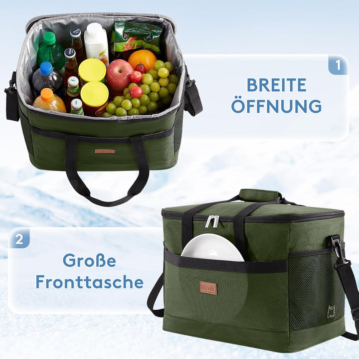 Lifewit 30L Kühltasche Gross faltbar Kühlkorb Kühlbox Isoliertasche Thermotasche Picknicktasche für