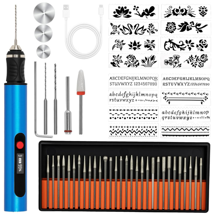 Elektrischer Gravierstift mit 35 Bits,Upgraded Electric Engraving pen Tragbarer Gravierer mit Digita