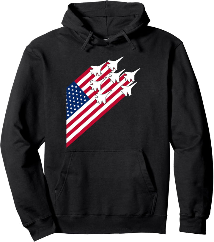 Fighter Jets USA Flagge 4. Juli Fighter Jet Flag Pullover Hoodie