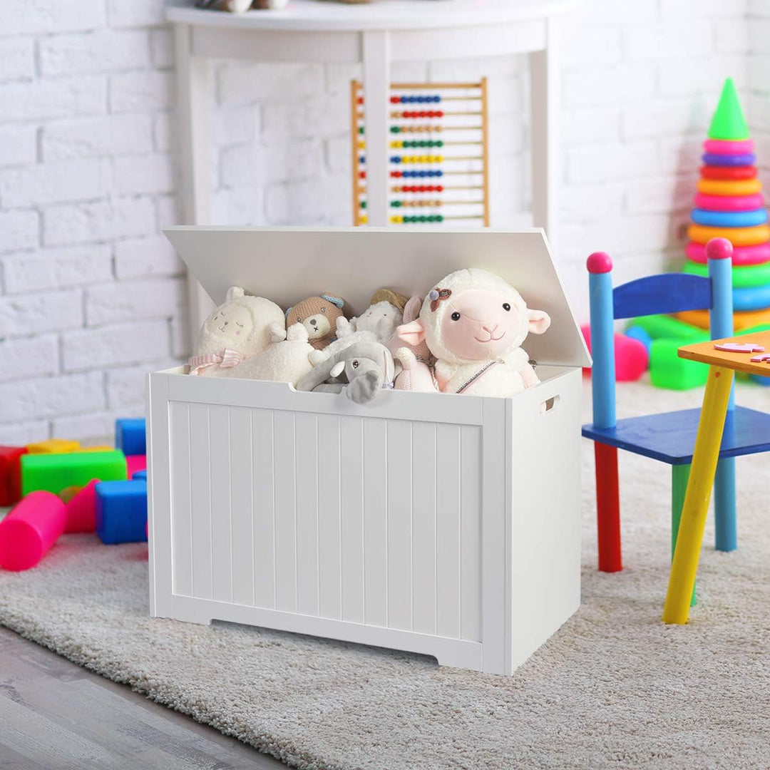COSTWAY 2 in 1 Kinder Spielzeugtruhe 113L, aufklappbare Spielzeugkiste aus Holz mit Deckel &amp; Seiteng