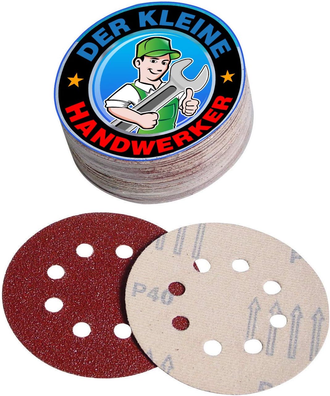 der kleine Handwerker D660048X3-150 x Schleifscheiben ø125mm Set aus je 30 x k40-60-80-120-180 Klett