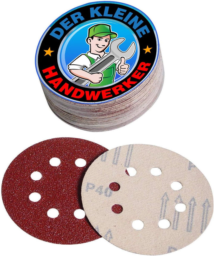 der kleine Handwerker D660048X3-150 x Schleifscheiben ø125mm Set aus je 30 x k40-60-80-120-180 Klett