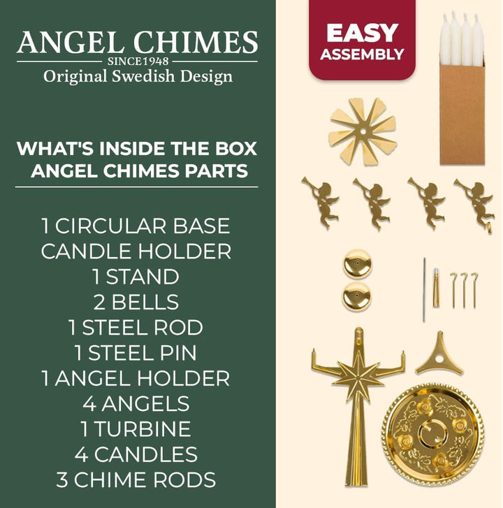 Pyr.Engel m.Glockenspiel 4Kerzen Messing Gold Angel Chimes, Gold Angel Chimes