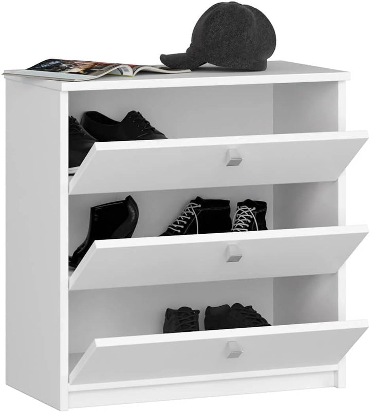 AKORD Schuhschrank mit 4 Schuhregalen und 3 Klapptüren | Schuhkipper | Schuhregal geschlossen | Schu