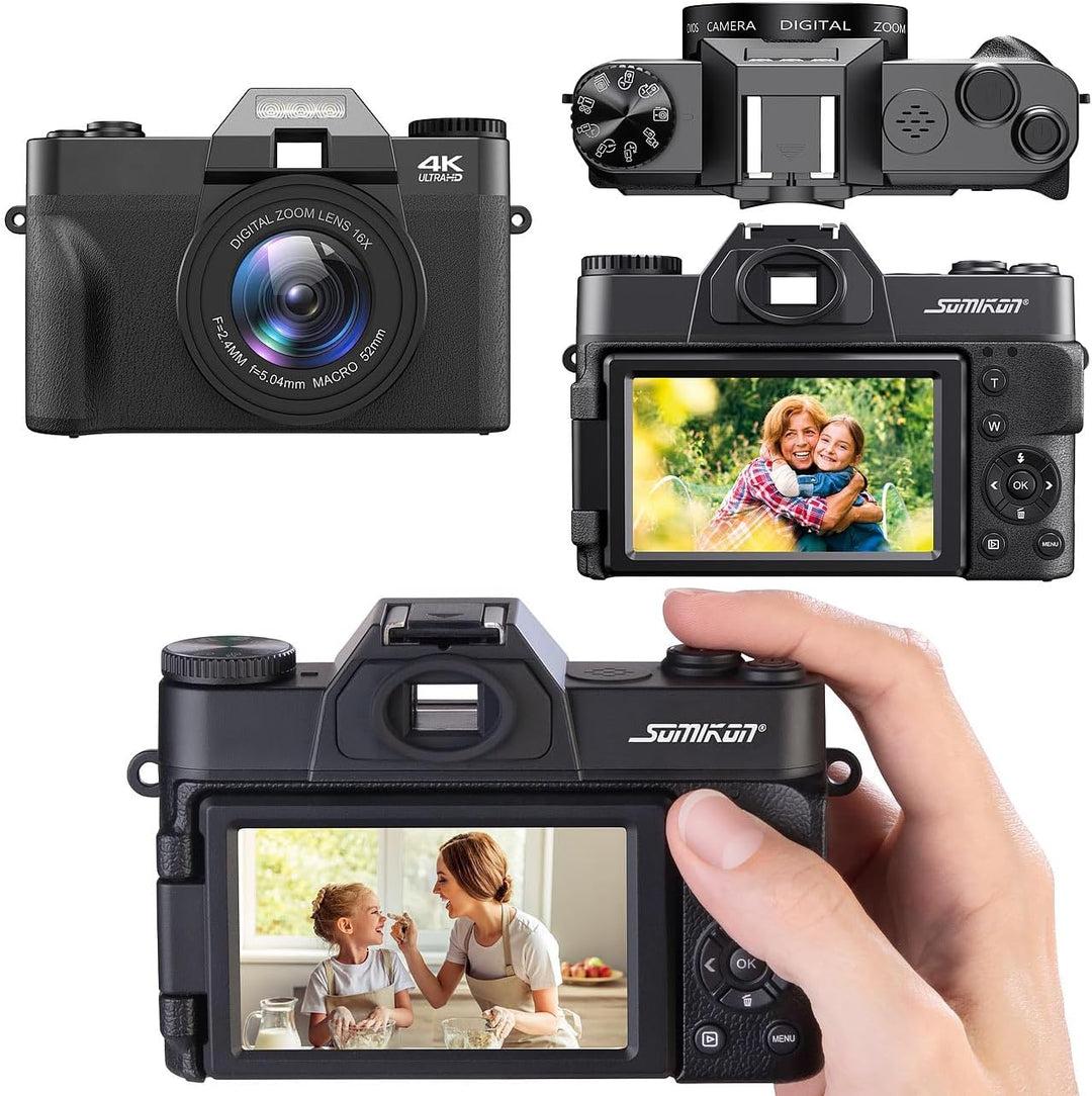 Somikon Digitalcamera: 4K-UHD-Digitalkamera mit 3"-Flip-HD-Display, Makrolinse und WLAN (Digitalkame