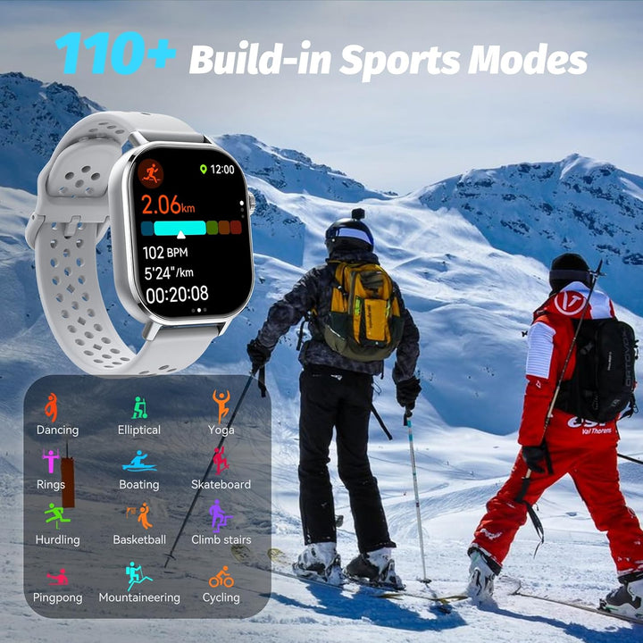 uaue Smartwatch Damen Herren mit GPS, 2.06" AMOLED Display, 5ATM Wasserdicht, Bluetooth Anruf, 178+