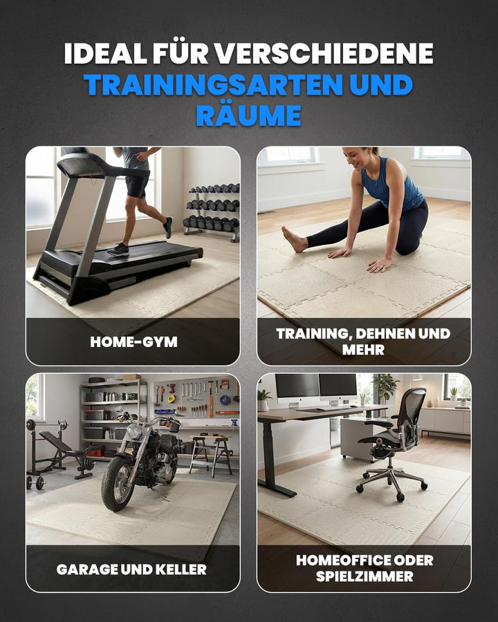 unycos - Bodenschutzmatte Set【12/20/28 Teile】Puzzlematte 30x30 cm, Rutschfeste Schutzmatten per Fitn
