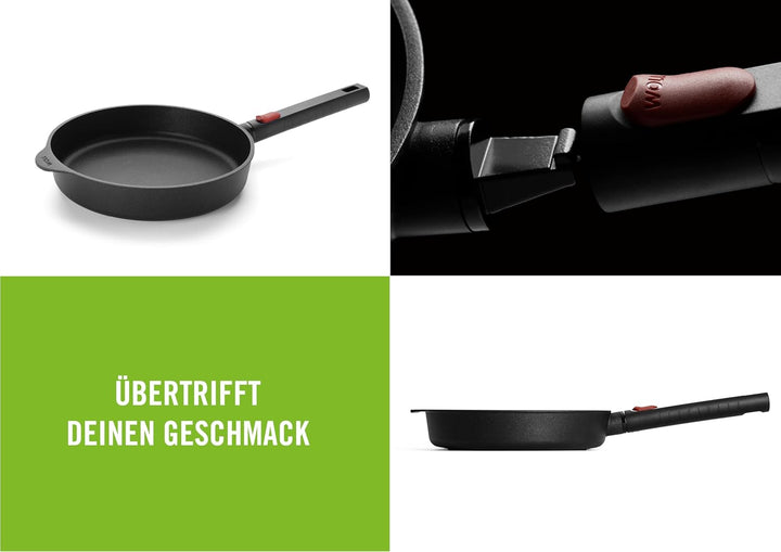 Woll Diamond Logic XR Flachpfanne - Induktiv -, Ø 24 cm, 5 cm hoch, mit abnehmbarem Stiel - Geeignet