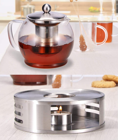 Bambelaa! Teekanne mit Stövchen Siebeinsatz Glas Set Tee Glaskanne Teebereiter Kaffeekanne Teesieb K