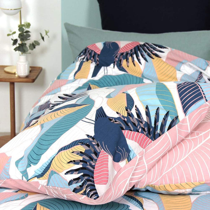 CÔTE DECO Bettwäsche, 220 x 240 cm + 2 Kopfkissenbezüge 63 x 63 cm, Set Bettbezug für Doppelbett, Ro